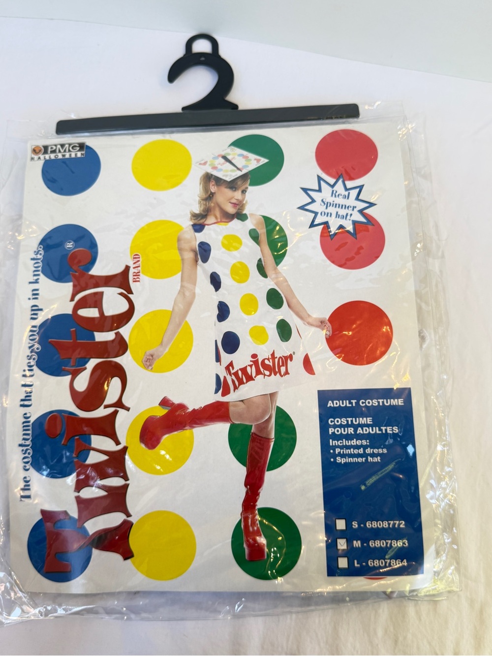 Twister Adult Costume Medium by PMG Halloween Dress and Spinner Hat, ~ 2009, New
